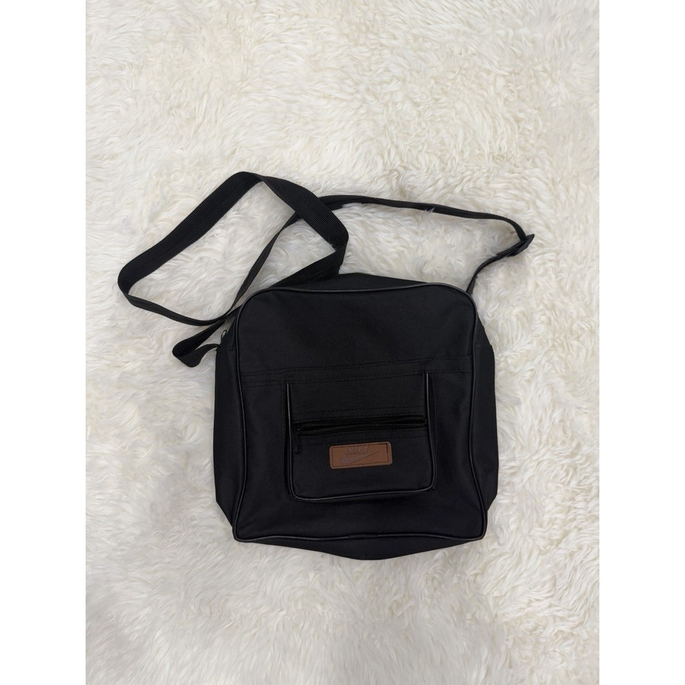 Nike Black Nylon Canvas Crossbody Shoulder Bag Adjustable Strap Zip Pocket